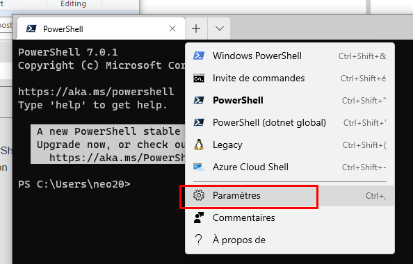 Windows Terminal : modifier le shell par défaut | Blog de Julien Chable